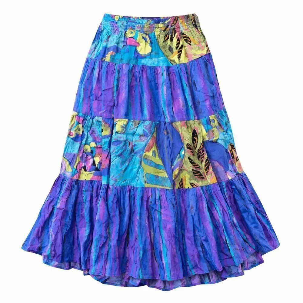 VTG 90s Marsha Brander for Componix Patchwork Tiered Midi Skirt